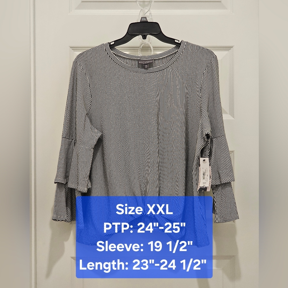 BOLD Elements Vertical Striped Women's Top, NWT, Size XXL